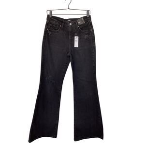 NWT Express Women's Denim Mid Rise 70s Flare Jeans Cowgirl Western Black Size 4R